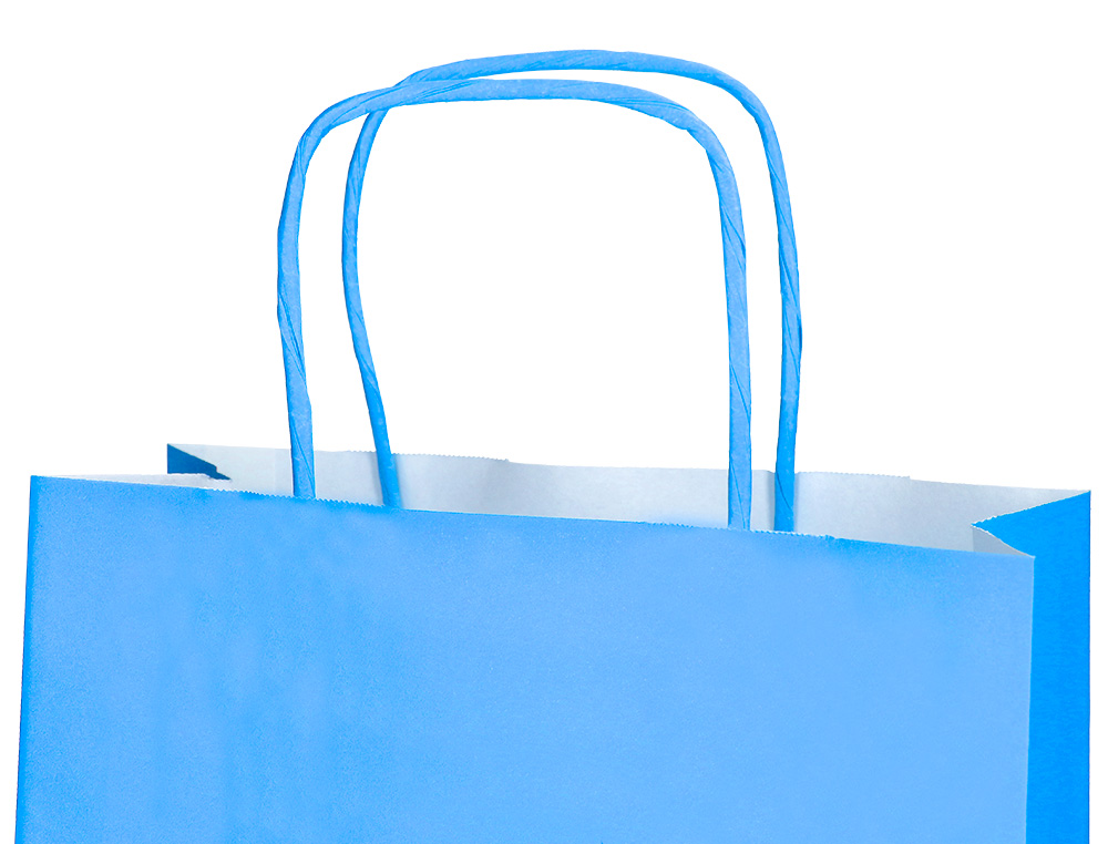SAC PAPIER Q-CONNECT CELLULOSE L ANSE TORSADEE 320X400X14MM COLORIS BLEU CIEL