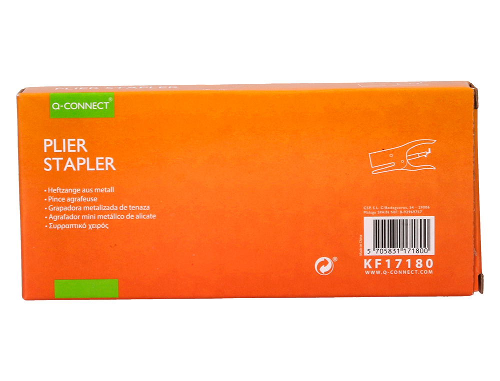 PINCE AGRAFEUSE Q-CONNECT CAPACITE AGRAFAGE 15 FEUILLES AGRAFES 21/4