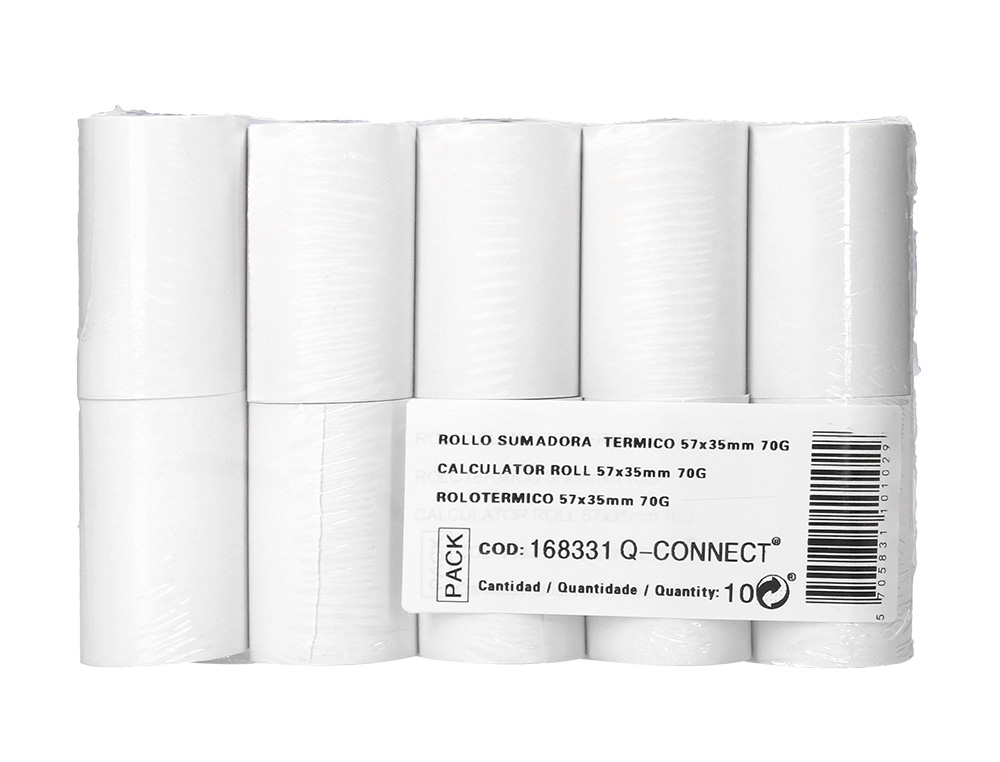 BOBINE THERMIQUE Q-CONNECT 57MM LARGEUR X 35MM DIAMETRE 70GR POUR TPE SANS BISPHENOL A