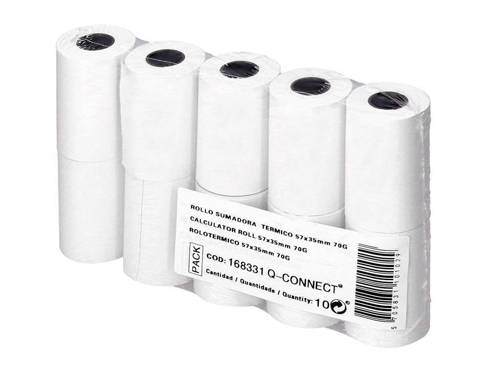 BOBINE THERMIQUE Q-CONNECT 57MM LARGEUR X 35MM DIAMETRE 70GR POUR TPE SANS BISPHENOL A