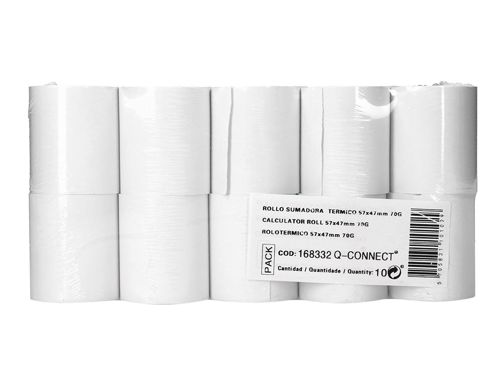 BOBINE THERMIQUE Q-CONNECT 57MM LARGEUR X 47MM DIAMETRE  70GR POUR TPE SANS BISPHENOL  A