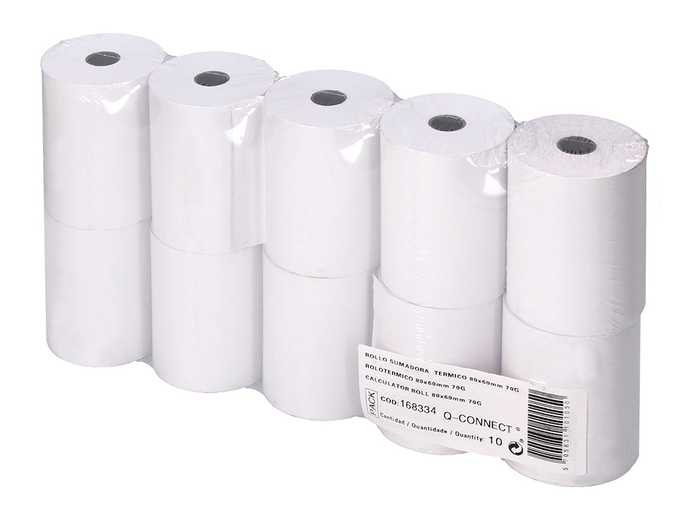 BOBINE THERMIQUE Q-CONNECT 80MM LARGEUR X 60MM DIAMETRE 70GR POUR TPE SANS BISPHENOL A