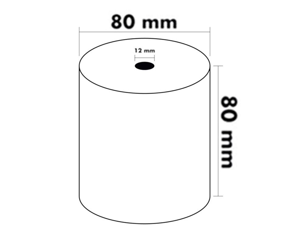 BOBINE THERMIQUE Q-CONNECT 80MM LARGEUR X 80MM DIAMETRE  70GR POUR TPE SANS BISPHENOL  A