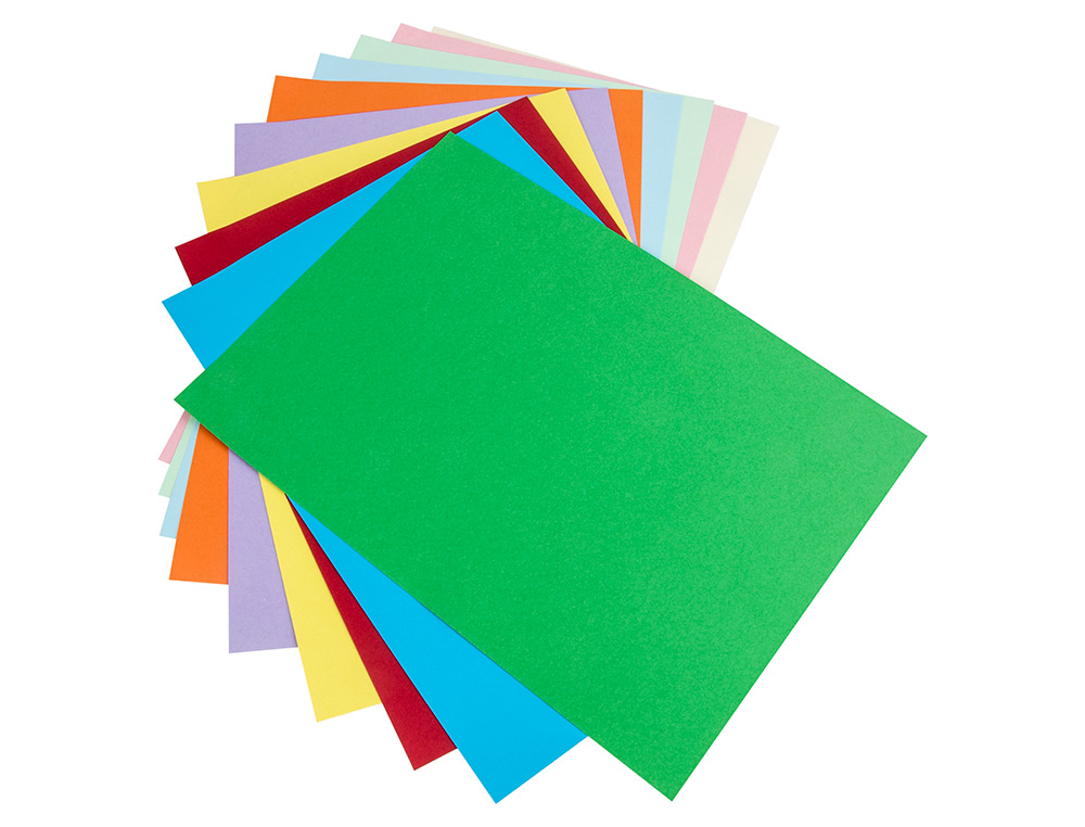 PAPIER CARTONNE LIDERPAPEL A4 180GR COLORIS ASSORTIS PAQUET 100 FEUILLES