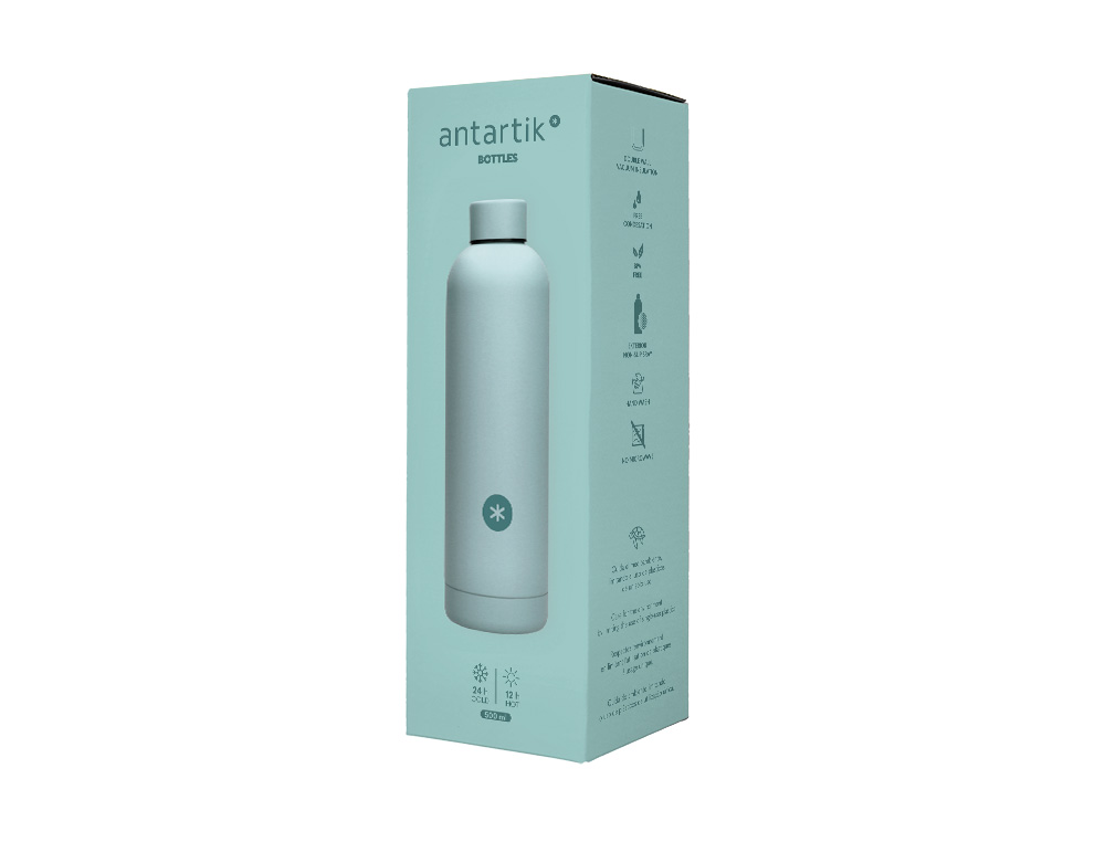 BOUTEILLE ISOTHERME ANTARTIK ACIER INOXYDABLE SANS BPA     500ML COLORIS MENTHE