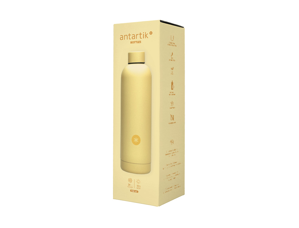 BOUTEILLE ISOTHERME ANTARTIK ACIER INOXYDABLE SANS BPA 750ML COLORIS JAUNE