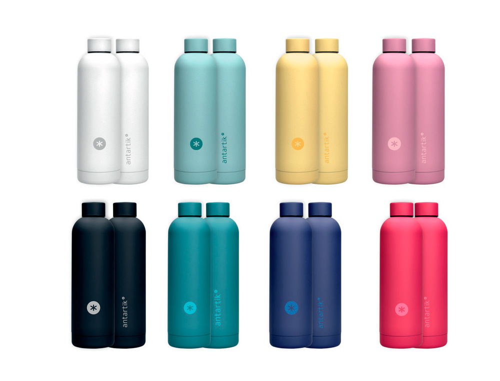 PRESENTOIR ANTARTIK BOUTEILLE ISOTHERME ACIER INOXYDABLE    SANS BPA 750ML COLORIS        ASSORTIS 8 UNITES