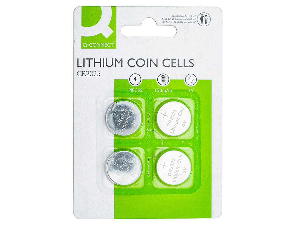 PILE Q-CONNECT BOUTON LITHIUM CR2025 3V BLISTER 4 UNITES