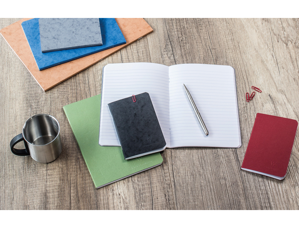 CARNET PIQUE CLAIREFONTAINE 90X140MM 96 PAGES REGLURE     LIGNEE COLORIS NOIR SET 2     UNITES