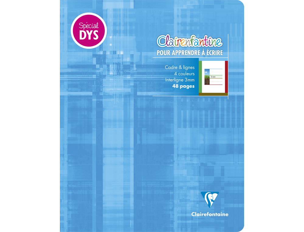 CAHIER CLAIREFONTAINE ECRITURE PIQUE SPECIAL DYS 170X220MM 48P REGLURE CADRE ET LIGNES 4 COULEURS ET