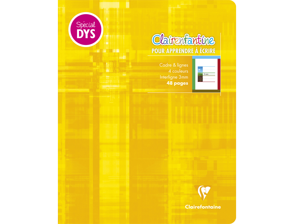 CAHIER CLAIREFONTAINE ECRITURE PIQUE SPECIAL DYS 170X220MM 48P REGLURE CADRE ET LIGNES 4 COULEURS ET