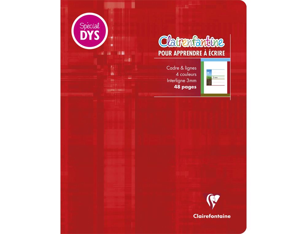CAHIER CLAIREFONTAINE ECRITURE PIQUE SPECIAL DYS 170X220MM 48P REGLURE CADRE ET LIGNES 4 COULEURS ET