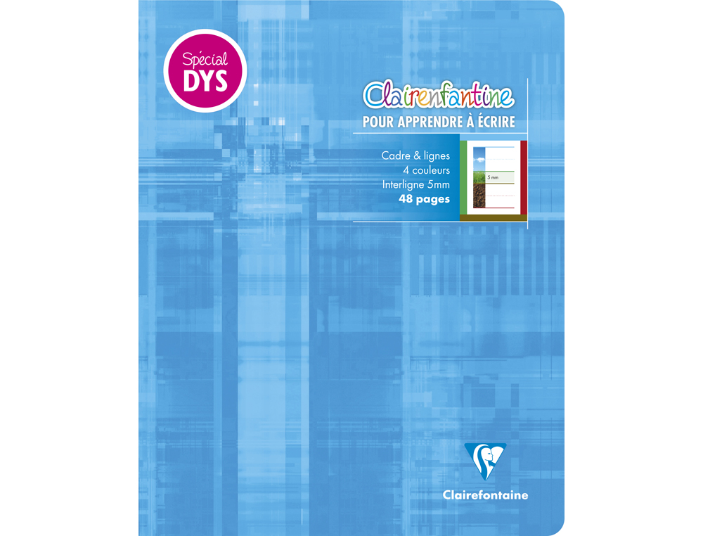 CAHIER CLAIREFONTAINE ECRITURE PIQUE SPECIAL DYS 170X220MM 48P REGLURE CADRE ET LIGNES 4 COULEURS ET