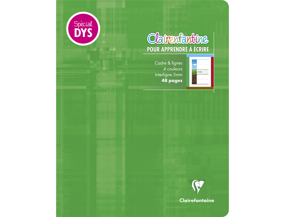 CAHIER CLAIREFONTAINE ECRITURE PIQUE SPECIAL DYS 170X220MM 48P REGLURE CADRE ET LIGNES 4 COULEURS ET