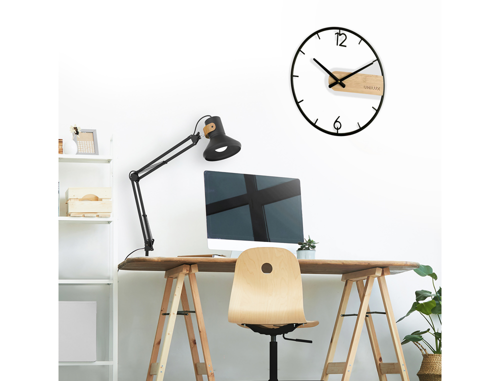 PENDULE UNILUX CIRCLE DIAM. 42CM COLORIS NOIR/BAMBOU