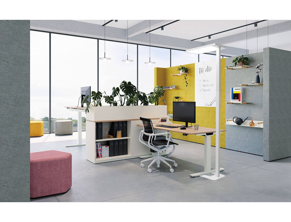 LAMPADAIRE UNILUX VERSUS 196CM LED AVEC SOCLE COLORIS  BLANC