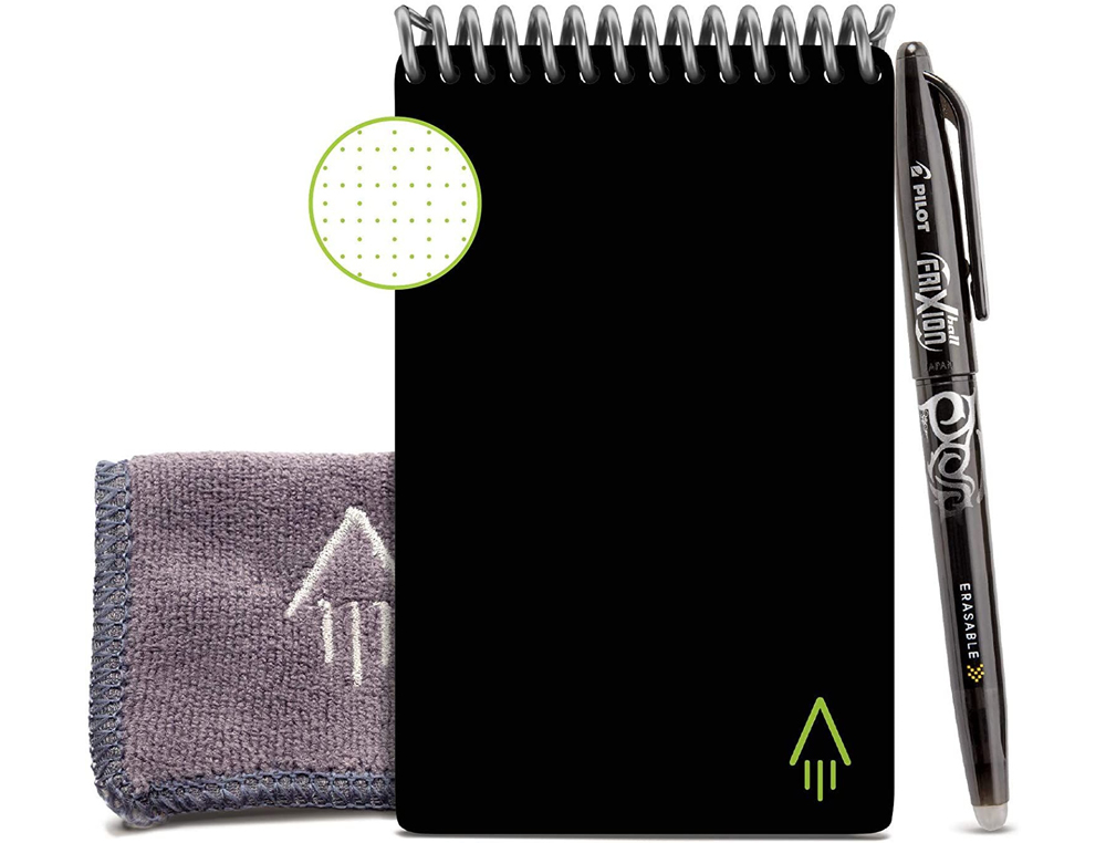 BLOC-NOTES CONNECTE BIC MINI ROCKETBOOK CORE REUTILISABLE  A6 48P AVEC STYLO ET          SERVIETTE MICROFIBRE COLORIS