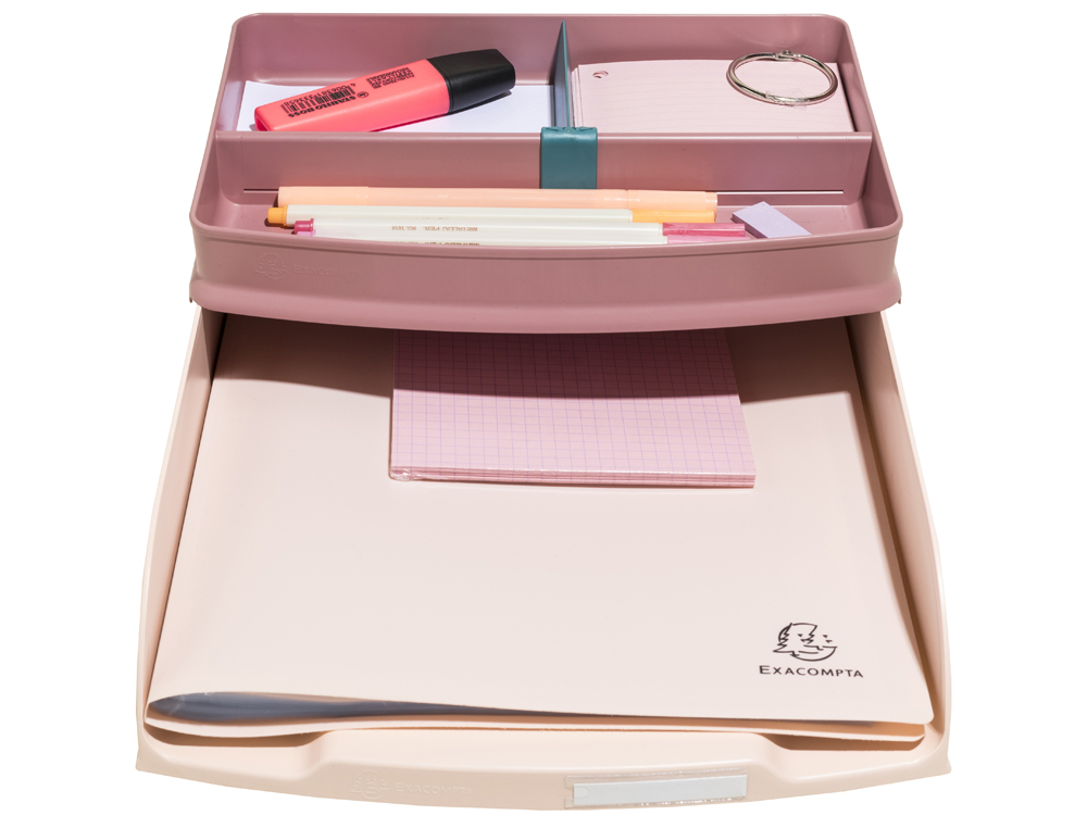 CORBEILLE COURRIER EXACOMPTA COMBO STYLI SKANDI A4+ SUPERPOSABLE VERTICALE/ESCALIER COLORIS NUDE
