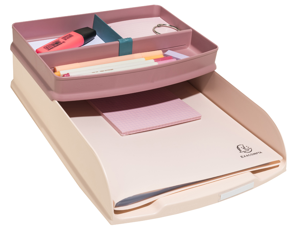 CORBEILLE COURRIER EXACOMPTA COMBO STYLI SKANDI A4+ SUPERPOSABLE VERTICALE/ESCALIER COLORIS NUDE