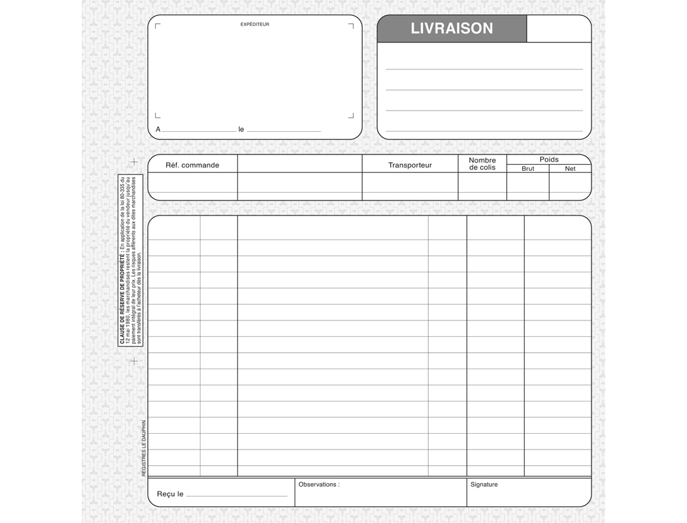 MANIFOLD AUTOCOPIANT EXACOMPTA LIVRAISONS 3        EXEMPLAIRES 210X210MM 50      TRIPLIS