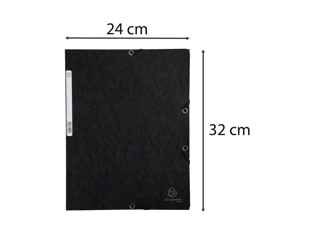 CHEMISE EXACOMPTA 3 RABATS CARTE LUSTREE 355GR A4 FERMETURE ELASTIQUE ETIQUETTE COLORIS NOIR LOT 10 UNITES