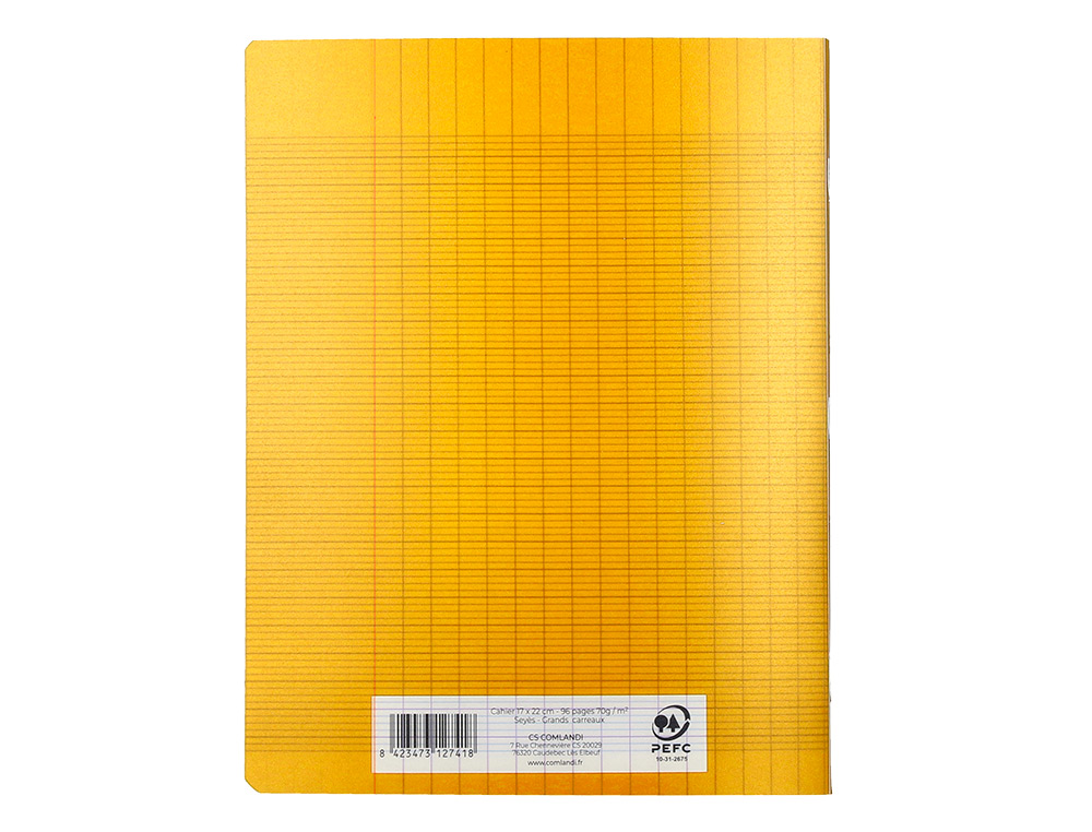 CAHIER PIQURE LIDERPAPEL COUVERTURE PP 170X220MM 96P   SEYES COLORIS JAUNE