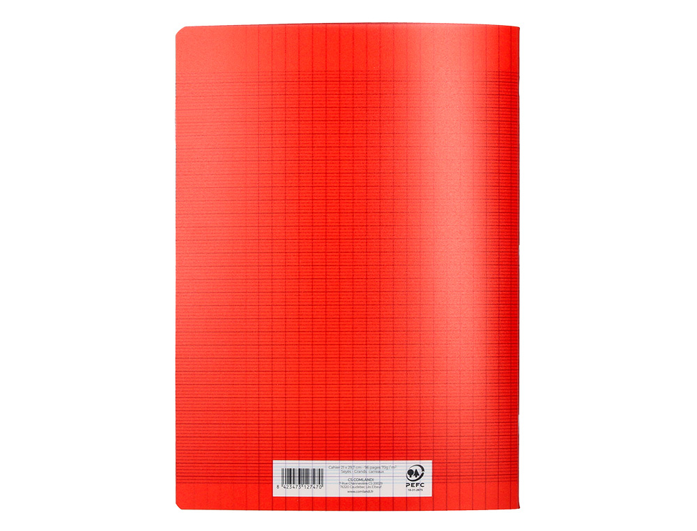 CAHIER PIQURE LIDERPAPEL COUVERTURE PP 210X297MM 96P   SEYES COLORIS ROUGE