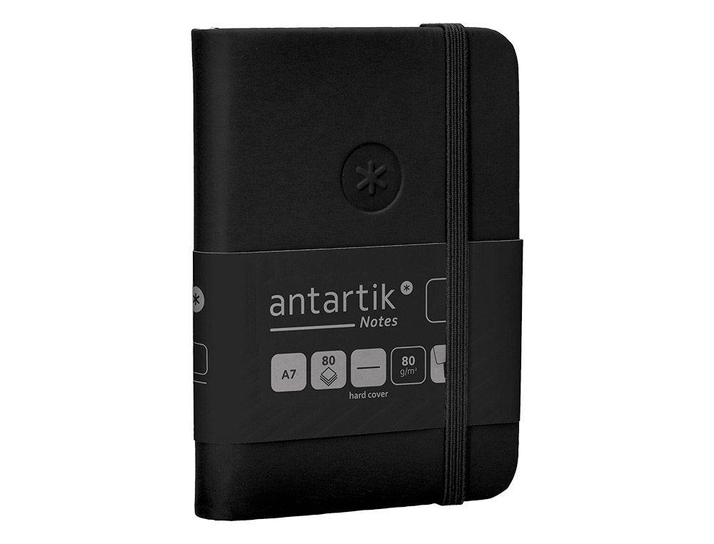 CARNET FERMETURE ELASTIQUE ANTARTIK NOTES COUVERTURE RIGIDE A7 PAPIER UNI IVOIRE 80 FEUILLES 80GR FSC COLORIS NOIR