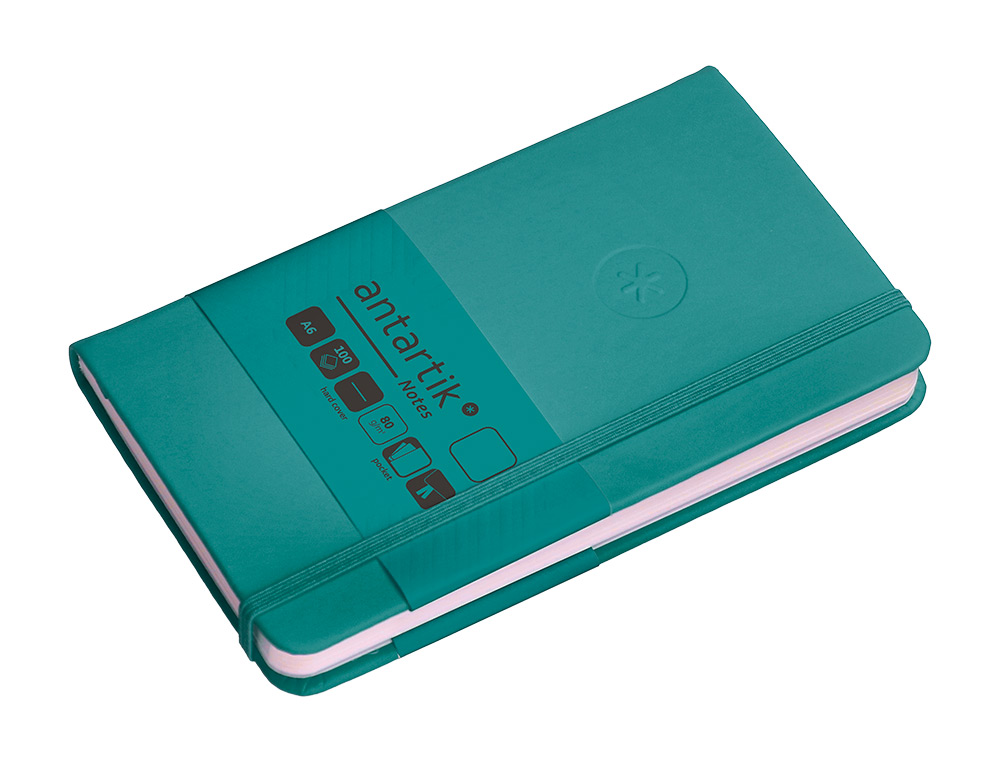 CARNET FERMETURE ELASTIQUE ANTARTIK NOTES COUVERTURE RIGIDE A6 PAPIER UNI IVOIRE 100 FEUILLES 80GR FSC VERT PAON