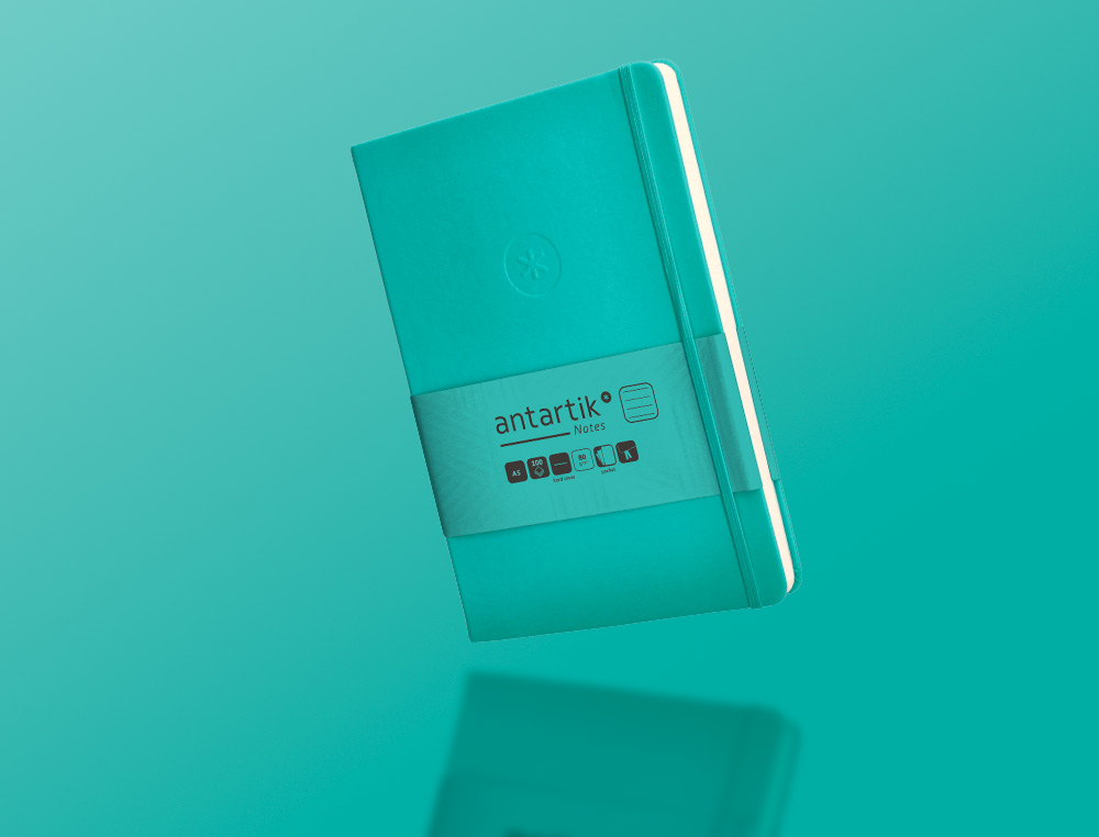 CARNET FERMETURE ELASTIQUE ANTARTIK NOTES COUVERTURE     RIGIDE A5 LIGNE 100 FEUILLES  80GR FSC COLORIS VERT MENTHE