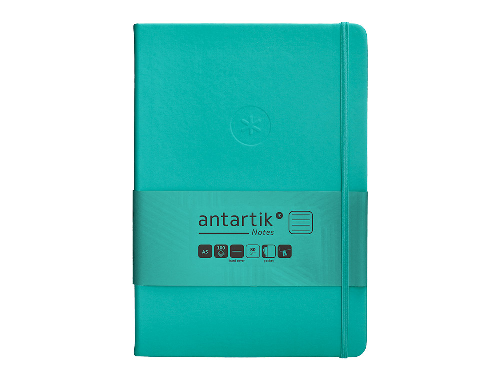 CARNET FERMETURE ELASTIQUE ANTARTIK NOTES COUVERTURE     RIGIDE A5 LIGNE 100 FEUILLES  80GR FSC COLORIS VERT MENTHE