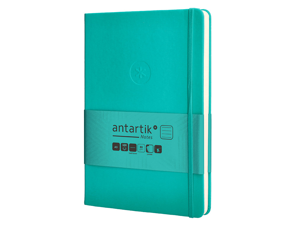 CARNET FERMETURE ELASTIQUE ANTARTIK NOTES COUVERTURE     RIGIDE A5 LIGNE 100 FEUILLES  80GR FSC COLORIS VERT MENTHE