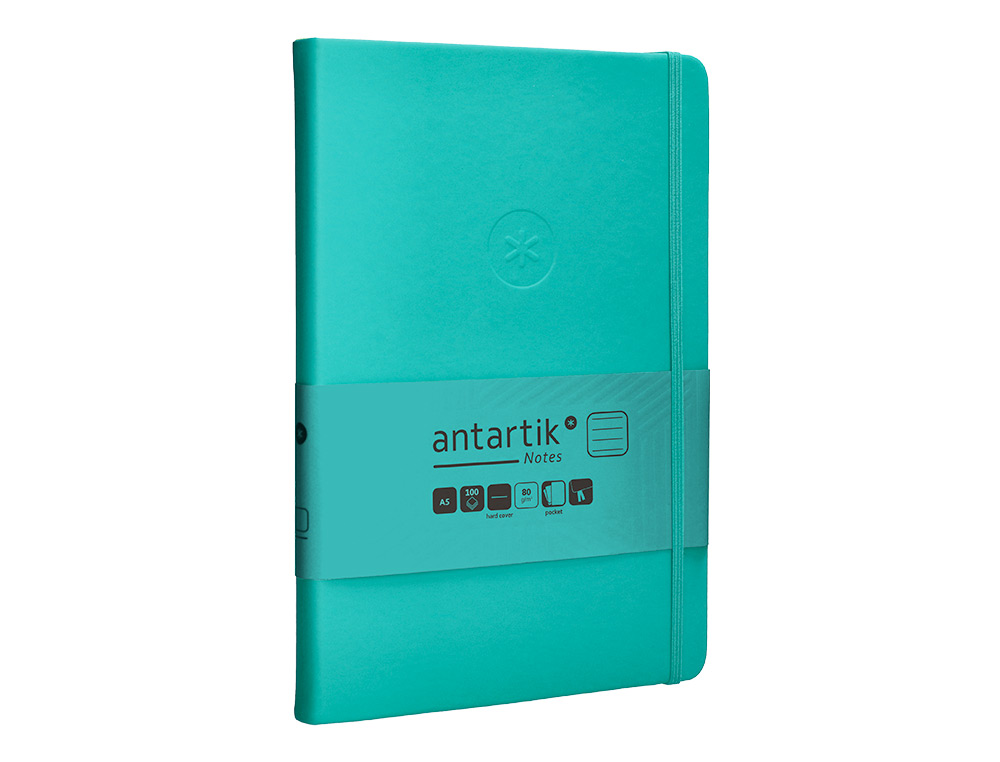 CARNET FERMETURE ELASTIQUE ANTARTIK NOTES COUVERTURE     RIGIDE A5 LIGNE 100 FEUILLES  80GR FSC COLORIS VERT MENTHE