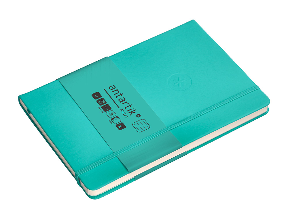 CARNET FERMETURE ELASTIQUE ANTARTIK NOTES COUVERTURE     RIGIDE A5 LIGNE 100 FEUILLES  80GR FSC COLORIS VERT MENTHE
