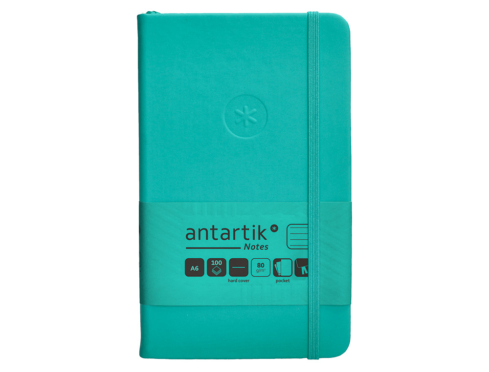 CARNET FERMETURE ELASTIQUE ANTARTIK NOTES COUVERTURE     RIGIDE A6 LIGNE 100 FEUILLES  80GR FSC COLORIS VERT MENTHE