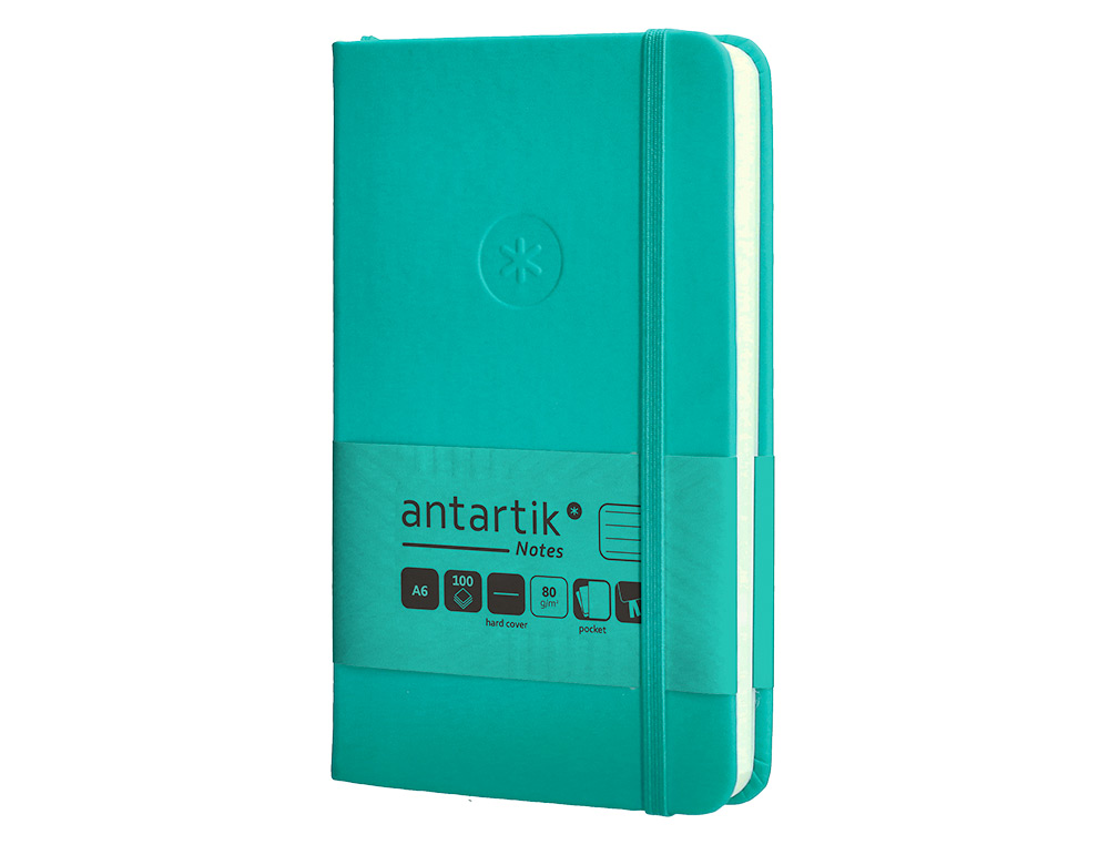 CARNET FERMETURE ELASTIQUE ANTARTIK NOTES COUVERTURE     RIGIDE A6 LIGNE 100 FEUILLES  80GR FSC COLORIS VERT MENTHE