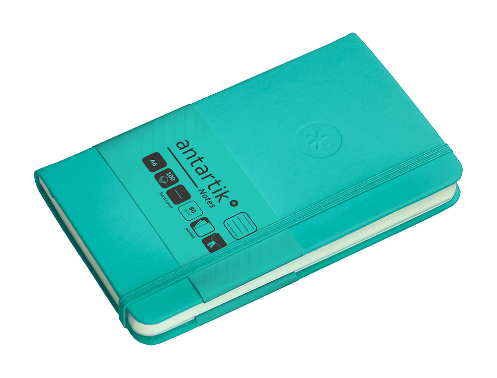 CARNET FERMETURE ELASTIQUE ANTARTIK NOTES COUVERTURE     RIGIDE A6 LIGNE 100 FEUILLES  80GR FSC COLORIS VERT MENTHE