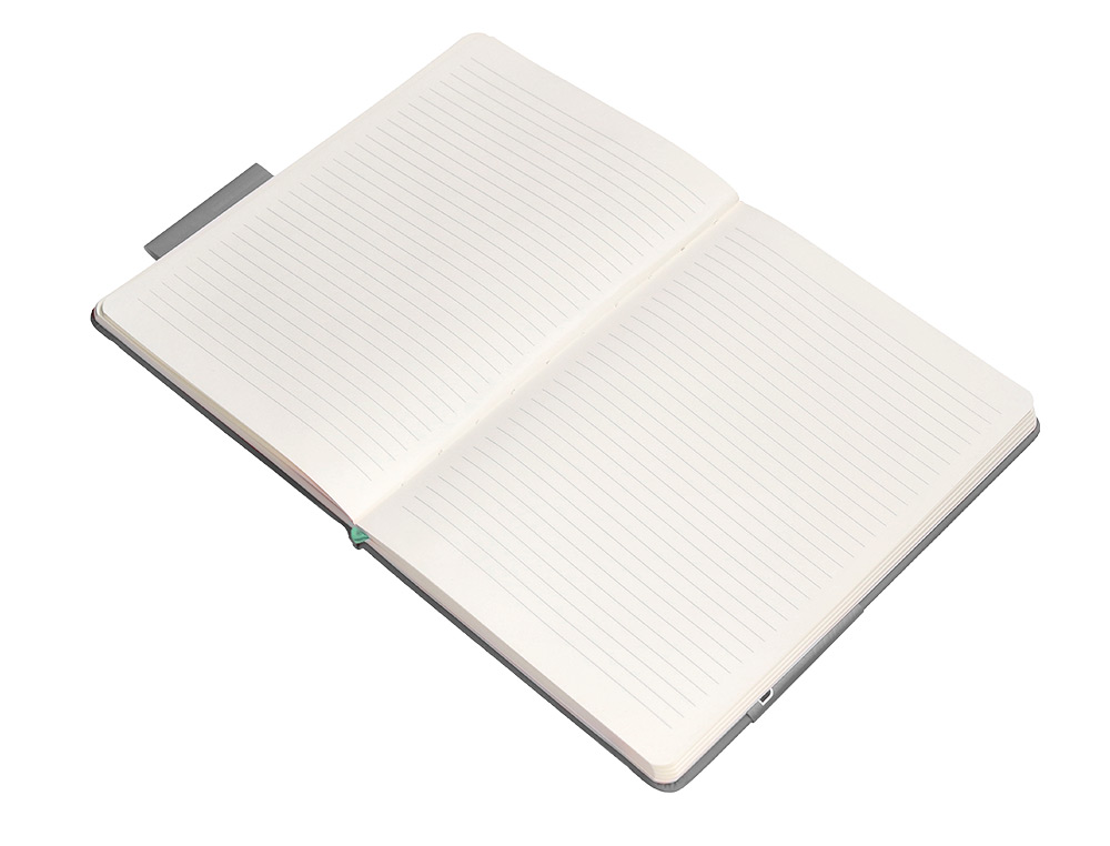 CARNET FERMETURE ELASTIQUE TURQUOISE ANTARTIK NOTES      COUVERTURE RIGIDE A5 LIGNE 100FEUILLES 80GR FSC COLORIS GRIS