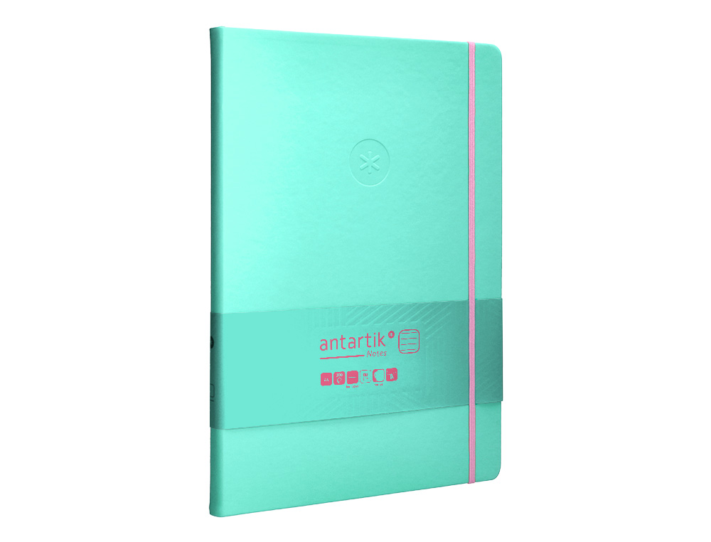 CARNET FERMETURE ELASTIQUE ROSE ANTARTIK NOTES COUVERTURERIGIDE A4 LIGNE 100 FEUILLES 80GR FSC COLORIS TURQUOISE