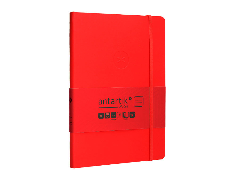 CARNET FERMETURE ELASTIQUE ANTARTIK NOTES COUVERTURE     SOUPLE A5 LIGNE 100 FEUILLES  80GR FSC COLORIS ROUGE