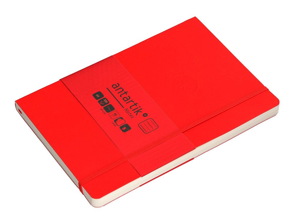 CARNET FERMETURE ELASTIQUE ANTARTIK NOTES COUVERTURE     SOUPLE A5 LIGNE 100 FEUILLES  80GR FSC COLORIS ROUGE