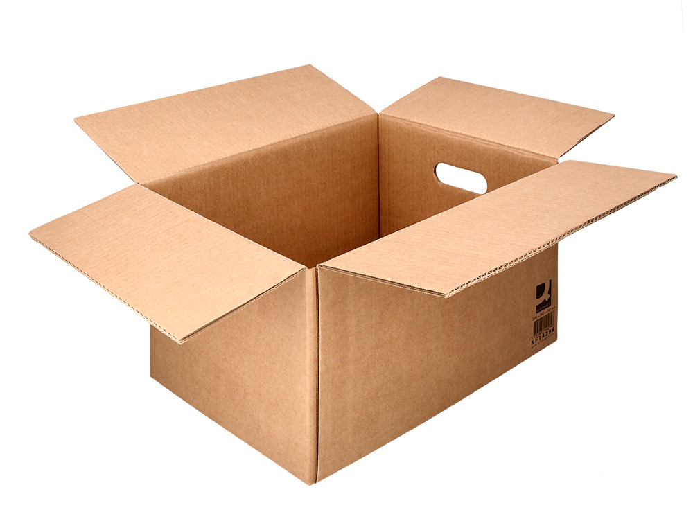 CAISSE AMERICAINE Q-CONNECT ULTRA-RESISTANTE AVEC POIGNEES DOUBLE CANNELURE 7MM 500X340X310MM COLORIS KRAFT