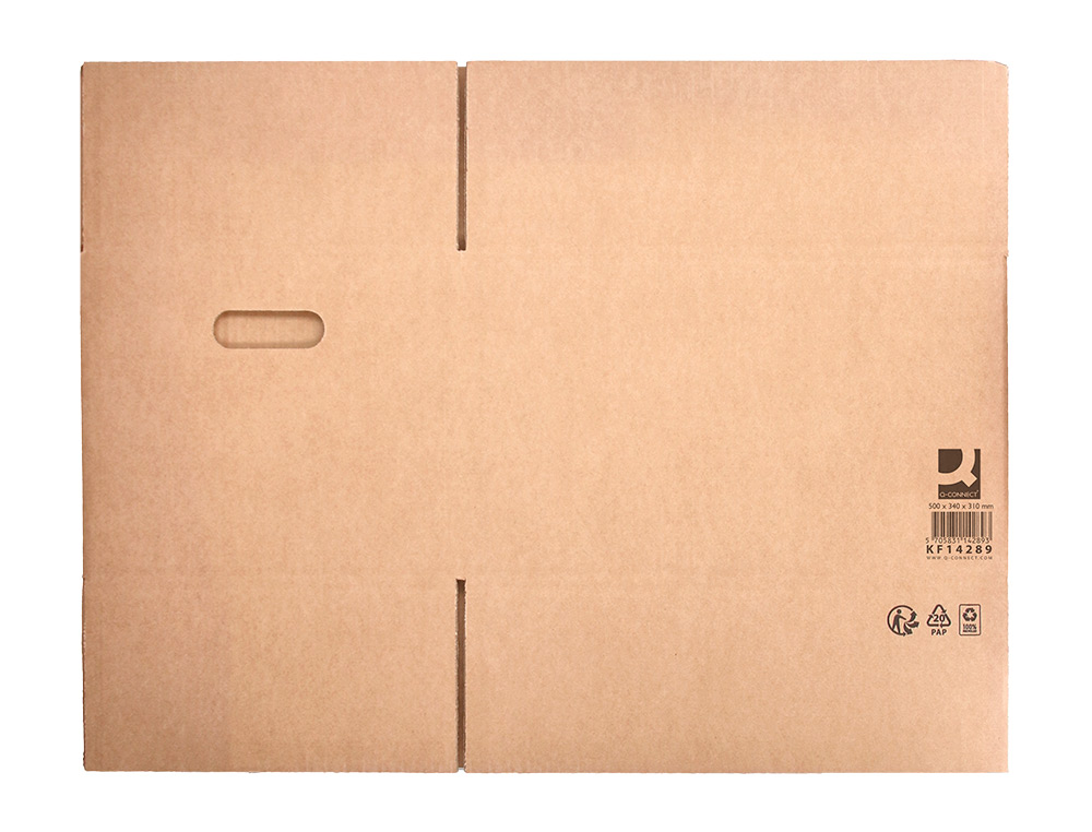 CAISSE AMERICAINE Q-CONNECT ULTRA-RESISTANTE AVEC POIGNEES DOUBLE CANNELURE 7MM 500X340X310MM COLORIS KRAFT