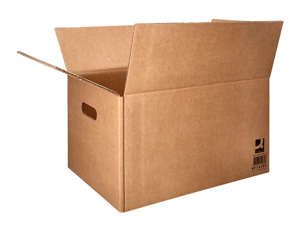CAISSE AMERICAINE Q-CONNECT ULTRA-RESISTANTE AVEC POIGNEES DOUBLE CANNELURE 7MM 500X340X310MM COLORIS KRAFT