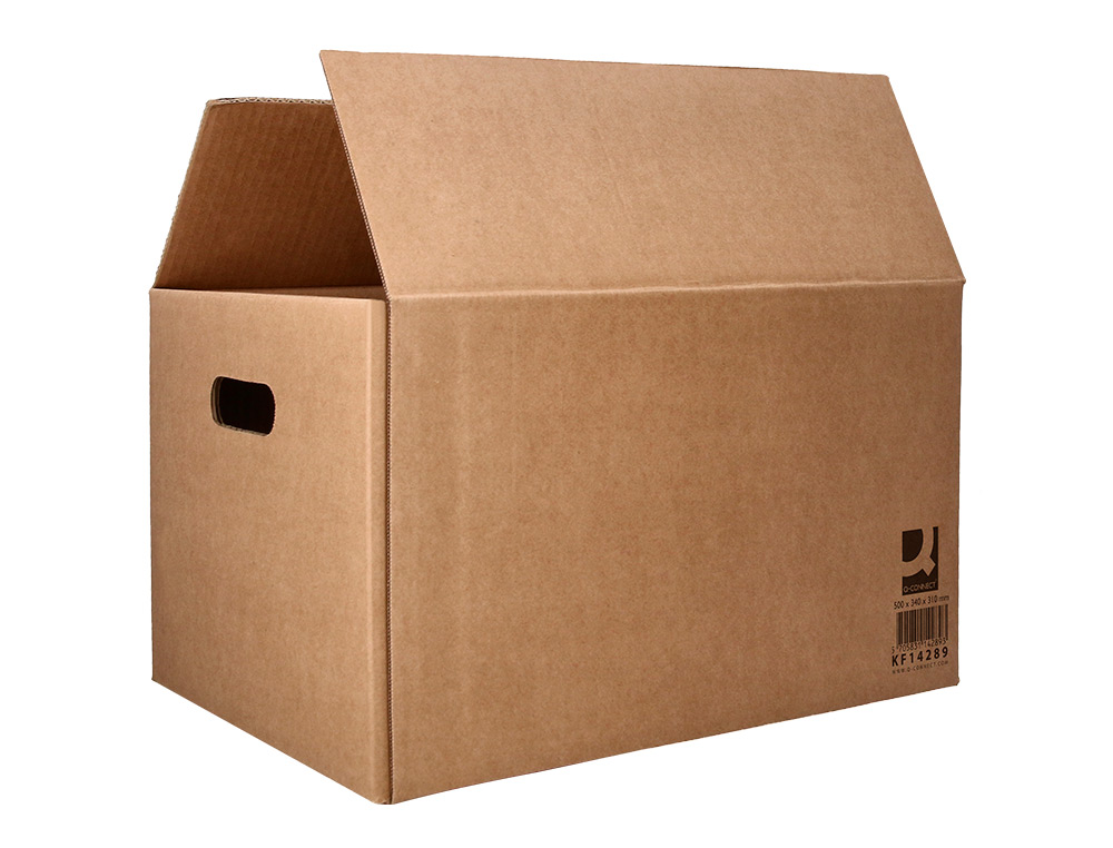 CAISSE AMERICAINE Q-CONNECT ULTRA-RESISTANTE AVEC POIGNEES DOUBLE CANNELURE 7MM 500X340X310MM COLORIS KRAFT