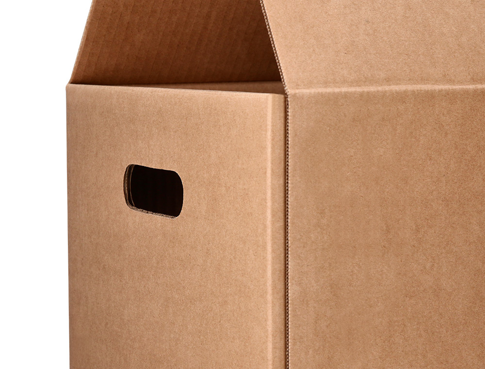 CAISSE AMERICAINE Q-CONNECT ULTRA-RESISTANTE AVEC POIGNEES DOUBLE CANNELURE 7MM 500X340X310MM COLORIS KRAFT