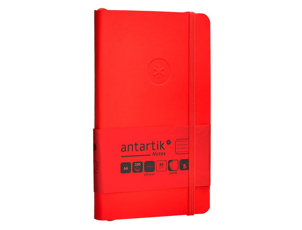 CARNET FERMETURE ELASTIQUE ANTARTIK NOTES COUVERTURE     SOUPLE A6 LIGNE 100 FEUILLES  80GR FSC COLORIS ROUGE