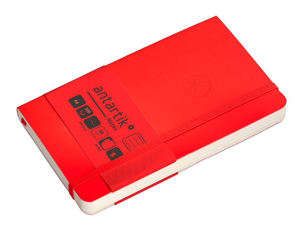 CARNET FERMETURE ELASTIQUE ANTARTIK NOTES COUVERTURE     SOUPLE A6 LIGNE 100 FEUILLES  80GR FSC COLORIS ROUGE