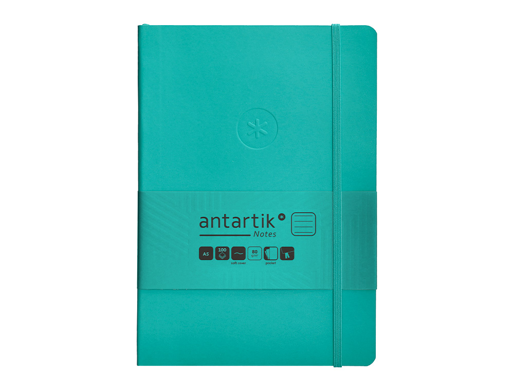 CARNET FERMETURE ELASTIQUE ANTARTIK NOTES COUVERTURE     SOUPLE A5 LIGNE 100 FEUILLES  80GR FSC COLORIS VERT MENTHE
