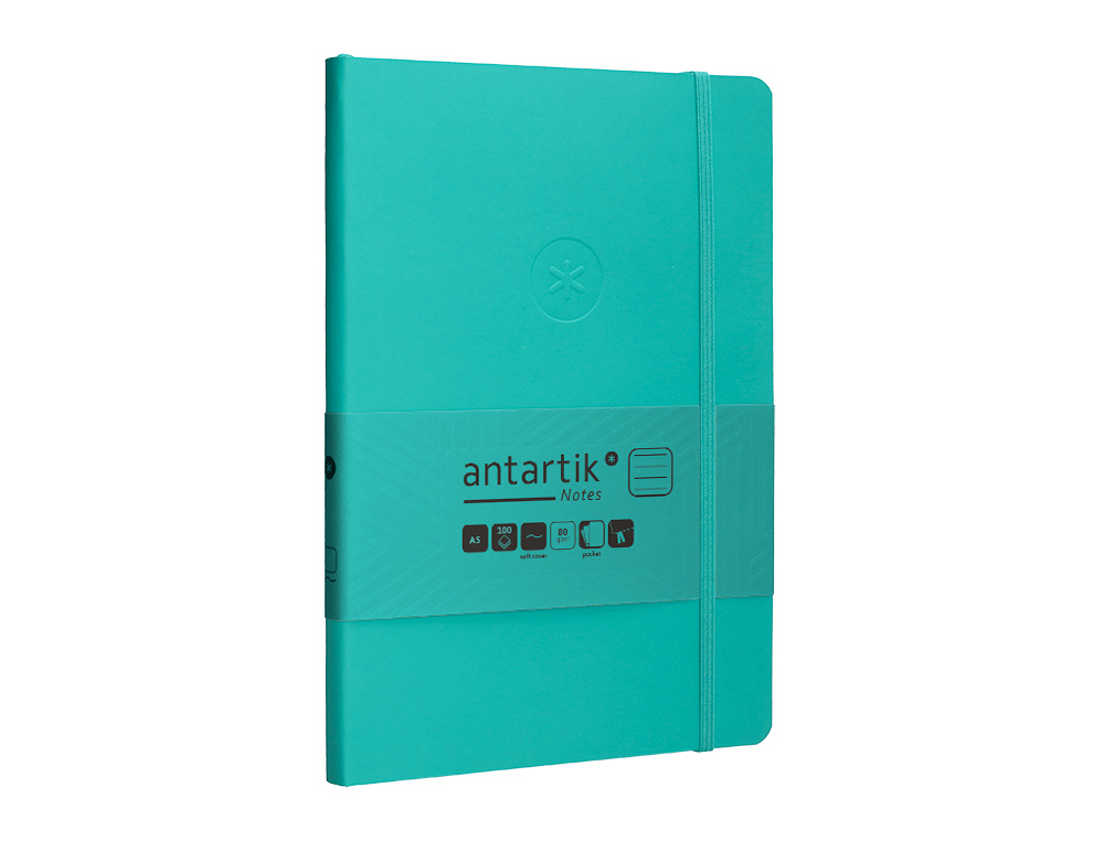 CARNET FERMETURE ELASTIQUE ANTARTIK NOTES COUVERTURE     SOUPLE A5 LIGNE 100 FEUILLES  80GR FSC COLORIS VERT MENTHE